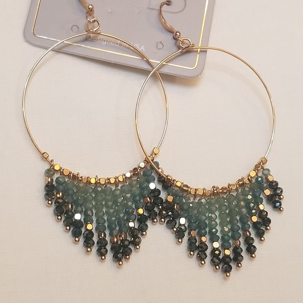 Shimmering glass beaded hoops New